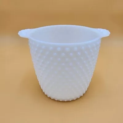 Vintage Anchor Hocking Milk Glass Hobnail Ice Bucket Or Plante Vase Bowl 6  • $28.90