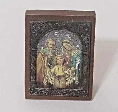 Vintage The Holy Family Christian Religious Print Art Wooden Miniature Table Top • $16