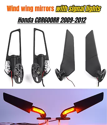 Motorcycle LED Turn Signal Lights Wind Wing Mirrors For Honda 2009-2012 CBR600RR • $45.50