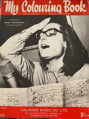 Sheet Music Nana Mouskouri My Colouring Book (1956) Pop England • £8.99