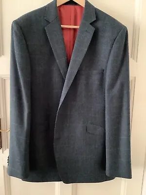 Bnwt Holland Esquire Blue Herringbone & Check Tweed Sports Jacket Blazer  44” • £120