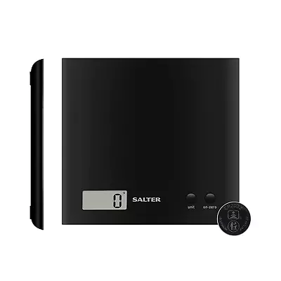 SALTER Premium Kitchen Scale  Digital Food Weighing Scales Black Battery • £17.39