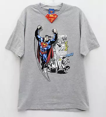 NWT Vintage Superman DC Comics Superhero Comic Book T-Shirt In Gray Sz L • $29.99