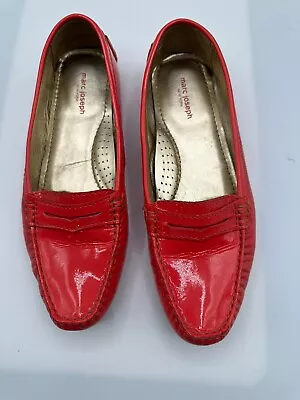 Marc Joseph New York Red Orange Patent Leather Driving Loafer Shoes Women Sz 11 • $29.99