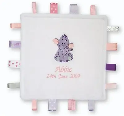 Personalised Taggy Comforter Blanket Heffalump Taggies Soft Toy Christening Gift • £15.60