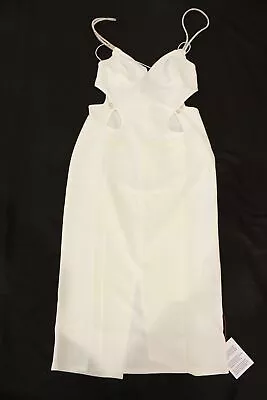 ASOS DESIGN Women's Diamante Strap Cut Out Midi Dress JL3 White Size US:10 NWT • $17.99