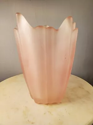 Viking Epic Pink Frosted Satin Splash Vase Original Label Art Deco Style • $30