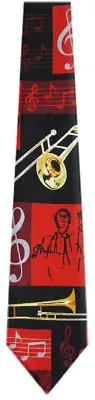 $10.99 • Buy Men's Wind Instrument Trombone Musical Theme Novelty Necktie