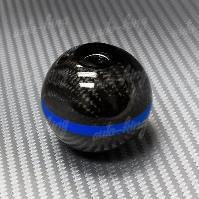 Universal Real Carbon Fiber Ball Manual Mt Gear Shift Shifter Knob W/blue Stripe • $23.35