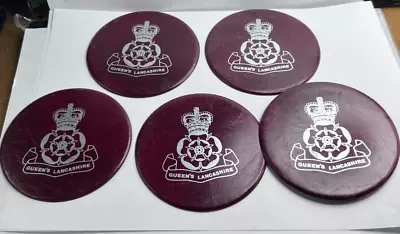 5 Queens Lancashire Regiment Vinyl Drinks Coasters 1970's-80's 100 Mm Diameter • £21.40