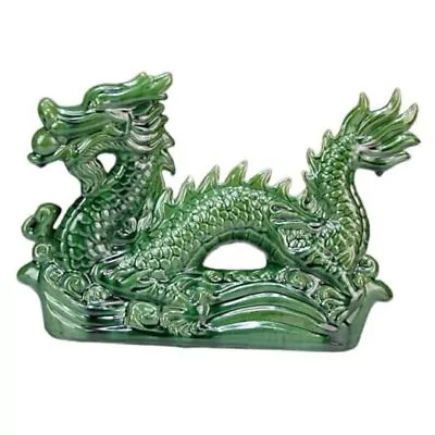  Ceramic Dragon Statue 2024 Year Of The Dragon Figurine Chinese Fengshui Green • $52.28
