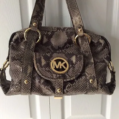 Michael Kors Fulton Satchel Silver Gray Phython Snakeskin Large Shoulder Bag • $69