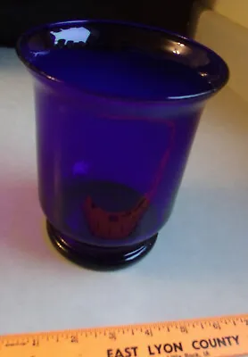 Vintage PartyLite Cobalt Blue Glass Candle Holder Hurricane Portugal • $12