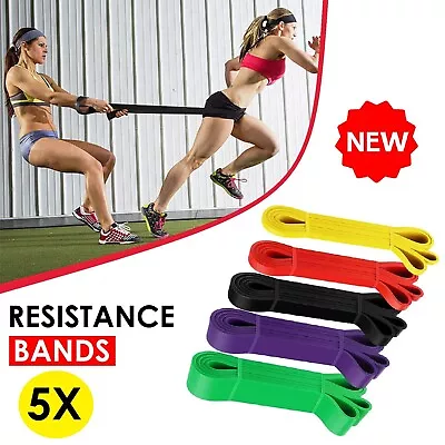 5Pcs Elastic Yoga Stretch Heavy Resistance Bands Exercise Fitness Workout Band • $39.99