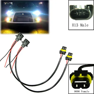 2x H13 9008 Socket To 9006 Bulb Wire Harness Adapter Cord Cable For Headlights • $8.99
