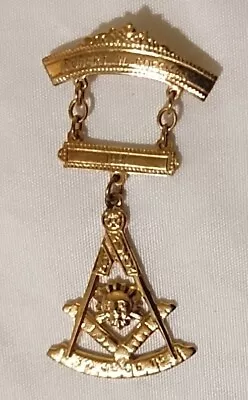 Vintage 1992 12K GF Masonic Past Master Swinger Jewel Medal Pin Hiram Lodge #18 • $175