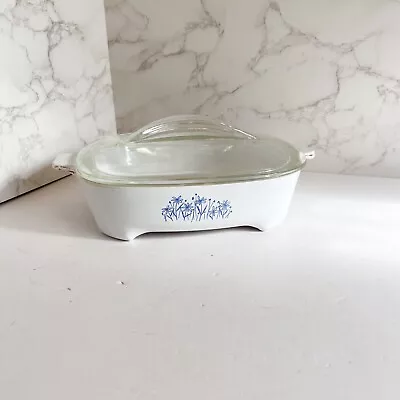 Vintage Microwave Browning Dish In A Blue Flower Design (Sears) CORNING WW-16 • $15.99