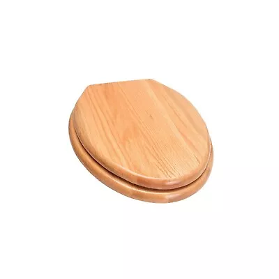 Bath Décor 5F1E2-17AB Deluxe Wood Toilet Seat Natural Oak Finish/Antique Brass • $25