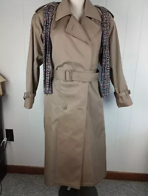 Amanda Smith Petites Women's Size 12 Khaki Removable Lining Belt Trench Coat • $150