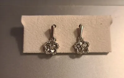 Zales Diamond Frame Pinwheel Flower Stud Earrings • $150