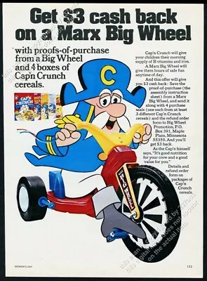 1974 Marx Big Wheel Captain Cap'n Crunch Art Vintage Print Ad • $9.99