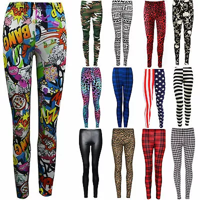 Ladies Women's Full Length Skinny Printed Elasticated Leggings • $8.70