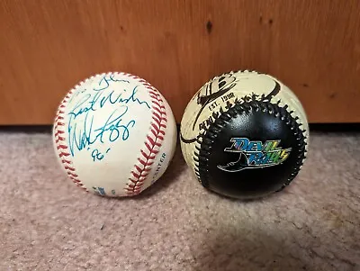 MLB Tampa Bay Devil Rays HoF Wade Boggs Signed Baseball And Bonus Logo Ball • $44.99