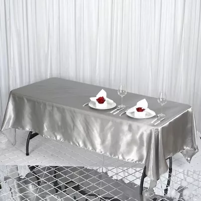 60x102-Inch RECTANGULAR SATIN TABLECLOTH Dinner Wedding Party Linens Decorations • $13.69