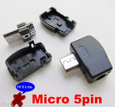 1set Angle 90D Micro USB 5 Pin Male Plug Socket Connector With Plastic Cover • $1.19