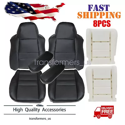 For 2002-2007 Ford F250 F350 Super Duty Front AC Leather Seat Cover & Foam Black • $220.99