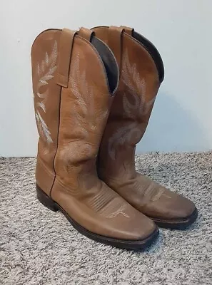 Masterson Boot Co. Natural Leather Mens Cowboy Boots Size:10D Brown Mexico • $16.99