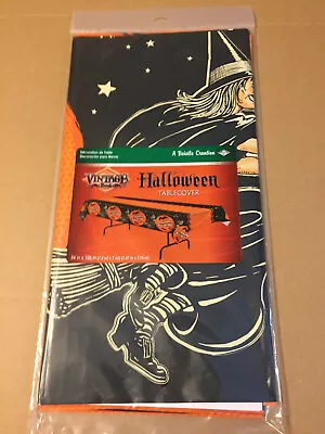 Halloween Beistle Retro Happy Haunting Witch & Bats  Tablecover 54  X 108  • $8.71