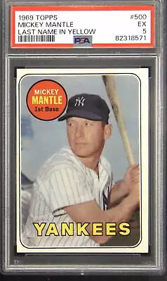 1969 Topps #500 Mickey Mantle Last Name In Yellow PSA 5 • $415