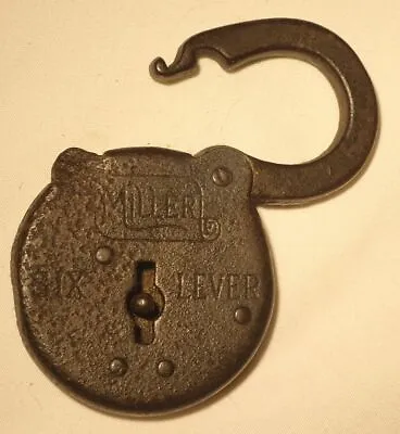 Vintage Antique Miller Six Lever Padlock Lock - Great Patina - No Key  Usa • $19.64