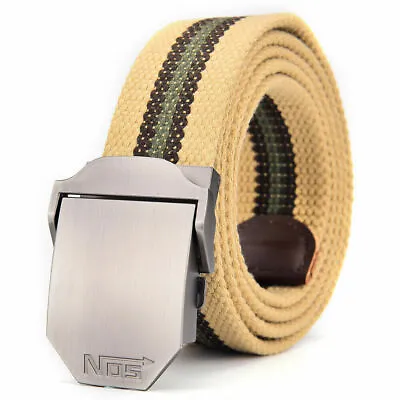 Mens Womens Ladies Canvas Belts Military Belt Automatic Buckle UK Stock Gift Bag • £8.99