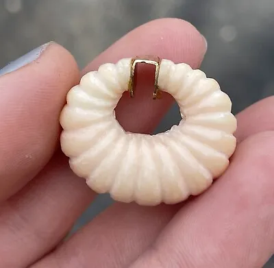 Antique / Vintage Carved Coral Pendant Charm Jewelry 20th C. • $65