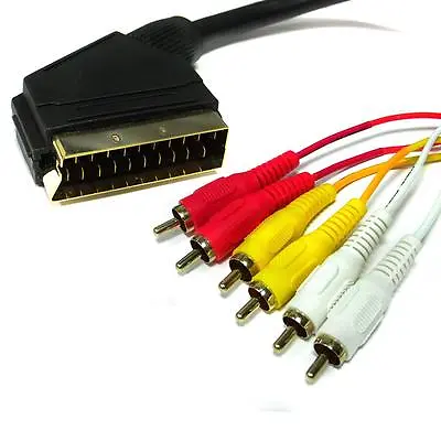 £4.95 • Buy Gold Plated Scart Plug To 6 Phono Plugs Tv Dvd Video Lead - New