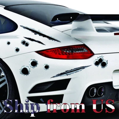 $7.59 • Buy Bullet Hole Stickers Vinyl Funny Prank Decals Scratch Damage For Cars Bumper