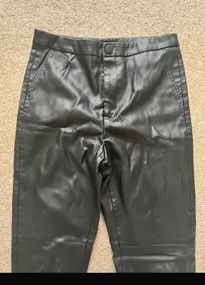 Zara Leather Look Black Trousers Medium  • £2