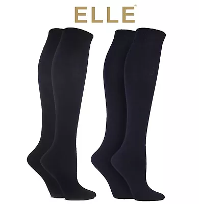 Elle  Ladies Plain And Patterned Soft Cotton Knee High Socks In A Multipack Of 2 • £9.99