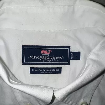 Vineyard Vines Long Sleeve Button Up Men White Large Slim Fit Whale Shirt Cotton • $19.97