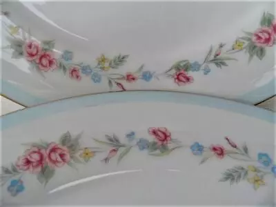 2 X Vintage Retro RC China Japan Bluegarland Dinner Plates Blue & Pink Floral • $39.99