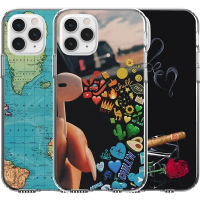 Silicone Cover Case Pattern Abstract World Map Colourful Music Rose Heart Boss • £10.65