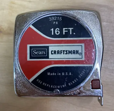 VINTAGE Sears Craftsman #39215 PR - 16' FT Tape Measure Red Button Model • $15.65