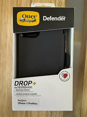 IPhone 11 Pro Max Otterbox Defender Case Black And Two Glass Screen Protectors • $40