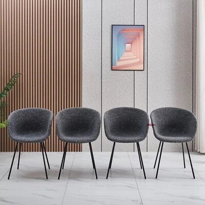 $259.99 • Buy AINPECCA Fabric Dining Chairs Set Of 4 With Armrest Charcoal Grey Seat Metal Leg