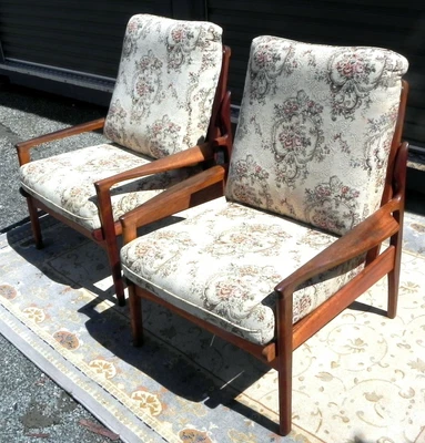 $2500 • Buy  Pair Of Mid Century Vintage Fler Narvik  Lounge Armchairs 