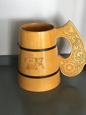 Wooden Beer Tankard Mug  Natural Handcrafted Vintage Souvenir • $11.99