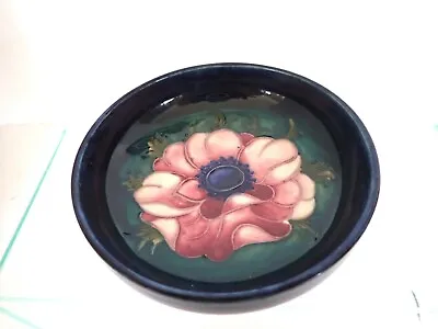 Small Vintage Moorcroft Pottery Bowl Anemone Blue & Pink Signed 4 1/2  Diameter • $100