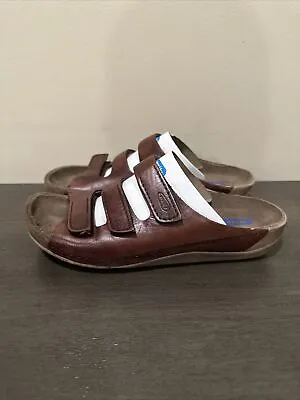 Wolky Womens Cognac NOMAD 3 Strap Slides Leather Sandals Sz EUR 39 / US 8.5 NWOB • $79.20